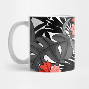 Tropical Wilderness Pattern Black and Red Mug